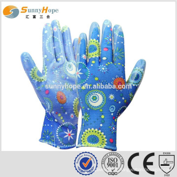 sunnyhope hot sales cute Printed nitirle dipped palm gloves